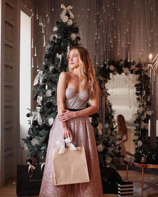 Cherry Noir Corset Midi Dress for Cocktail Party - Miss Mirelle