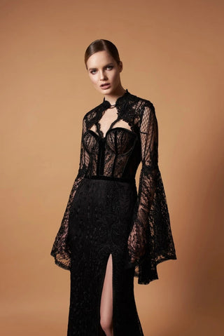 Panther * Sophisticated Black Formal Gown with Bolero - Miss Mirelle