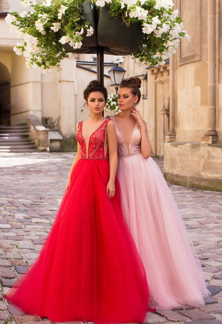 Red A-line Evening Dress