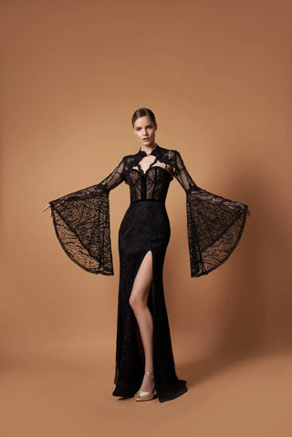 Panther - Sophisticated Black Formal Gown with Bolero