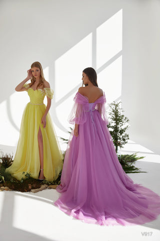 Coral Gown with Detachable Sleeves - Miss Mirelle