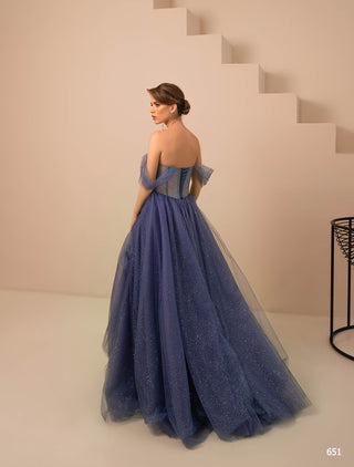 Glitzy Off-Shoulder Corset Princess Gown - Miss Mirelle