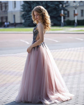 Sensual Gala Dress Bustier Red Carpet Gown in Dark Purple / Blush - Miss Mirelle