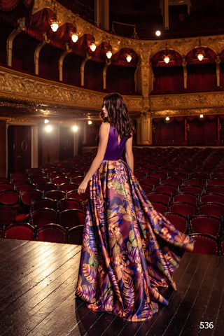 Floral Print Destination Wedding Gown - Miss Mirelle