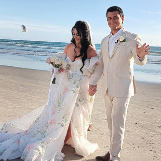 Floral Wedding Dress with Puff Sleeves - Miss Mirelle