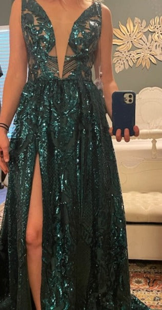 Backless Sequin Maxi Dress in Cherry, Silver or Green - Miss Mirelle