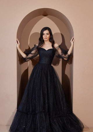 Black A-line Evening Dress - Miss Mirelle