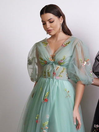 Two-in-One Floral Tulle Gown for Formal Occasions - Miss Mirelle