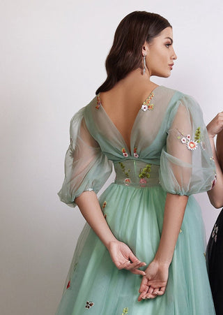 Two-in-One Floral Tulle Gown for Formal Occasions - Miss Mirelle