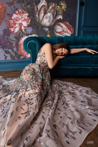 A-line Long Sequin Dress Sparkly Party Gown - Miss Mirelle