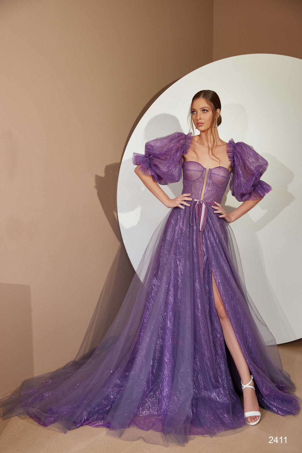 strapless open back dress Viola Purple Corset Prom Dress with Detachable Sleeves at Miss Mirelle  Dress Canada
