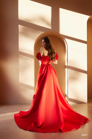Romantic Off-Shoulder Satin Ball Gown - Miss Mirelle