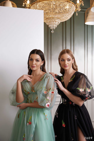 Two-in-One Floral Tulle Gown for Formal Occasions - Miss Mirelle