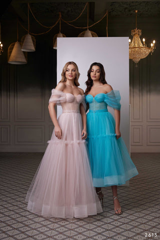 Off-shoulder Ruched Pink Ball Gown Prom Dress - Miss Mirelle