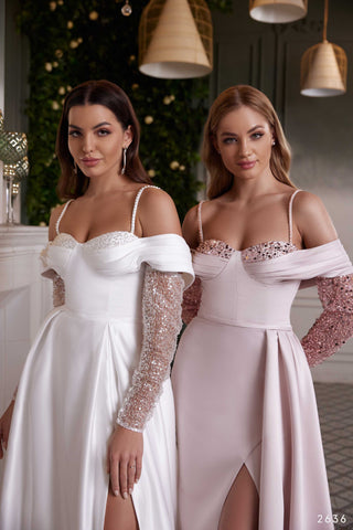 Cold Shoulder Glitter Gown for Formal Occasions - Miss Mirelle