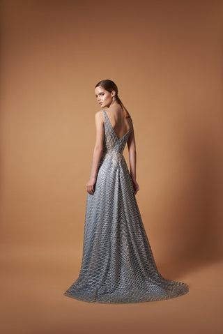 Classy V-Neck Long Evening Dress - Miss Mirelle