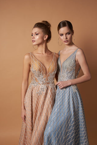 Classy V-Neck Long Evening Dress - Miss Mirelle