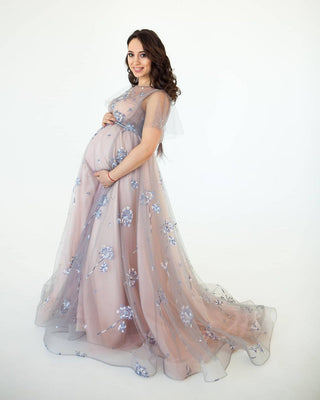 Maternity Photo Embellished Blush Gown