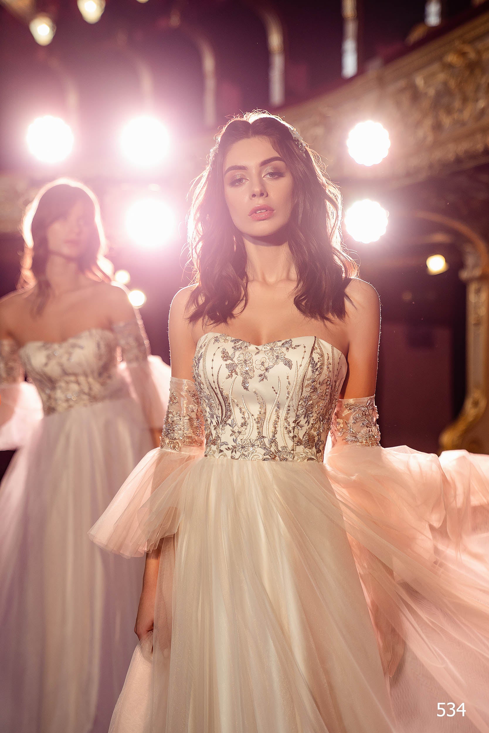 boho blush wedding dress JENESSA / Tea Length Blush Wedding Dress with Long Sleeves