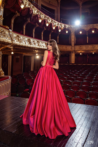 Miss Mirelle's Satin Formal Dress in Crimson