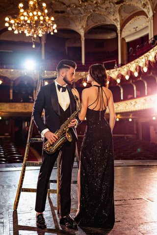 Halter Neck Gold Prom Gown - Miss Mirelle