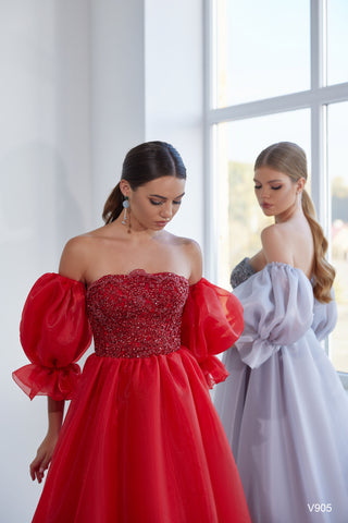 Dreamy Red Ball Gown Beaded Top