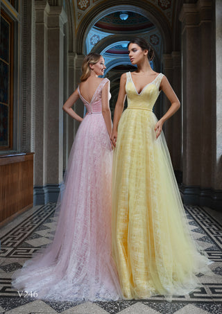 Yellow Sleeveless Backless Maxi Prom Dress - Miss Mirelle