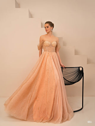 Glitzy Off-Shoulder Corset Princess Gown - Miss Mirelle