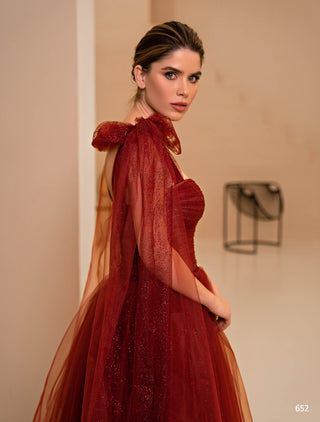 Tie-Strap Sparkly Cocktail Midi Dress in Black or Red - Miss Mirelle