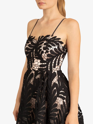 Claire - Semi-Formal Black Lace Midi Dress for Parties