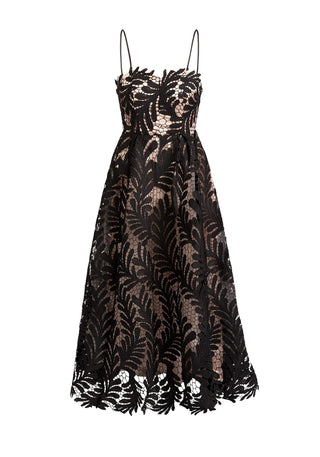 Claire - Semi-Formal Black Lace Midi Dress for Parties