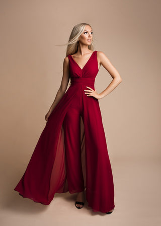 Rosalind - Formal Jumpsuit Pantsuit Dress With Pleated Waistline