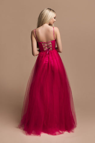 Melrose - Long Tulle Prom Dress with an Adjustable Lace-Up Back