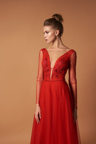 Felicia Red Gown for Formal Event - Miss Mirelle
