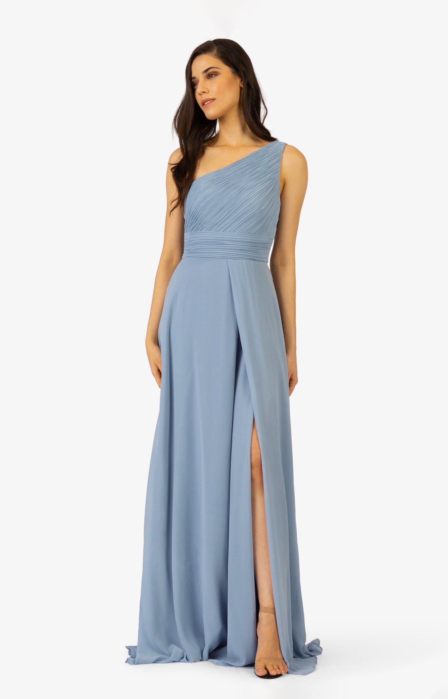 Victoria - One Shoulder A-line Bridesmaid Dress with Pleated Bodice M / Magenta Victoria - One Shoulder A-line Bridesmaid Dress with Pleated Bodice M / Magenta