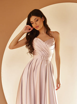 Powder Pink Satin Gown for Special Occasions - Miss Mirelle