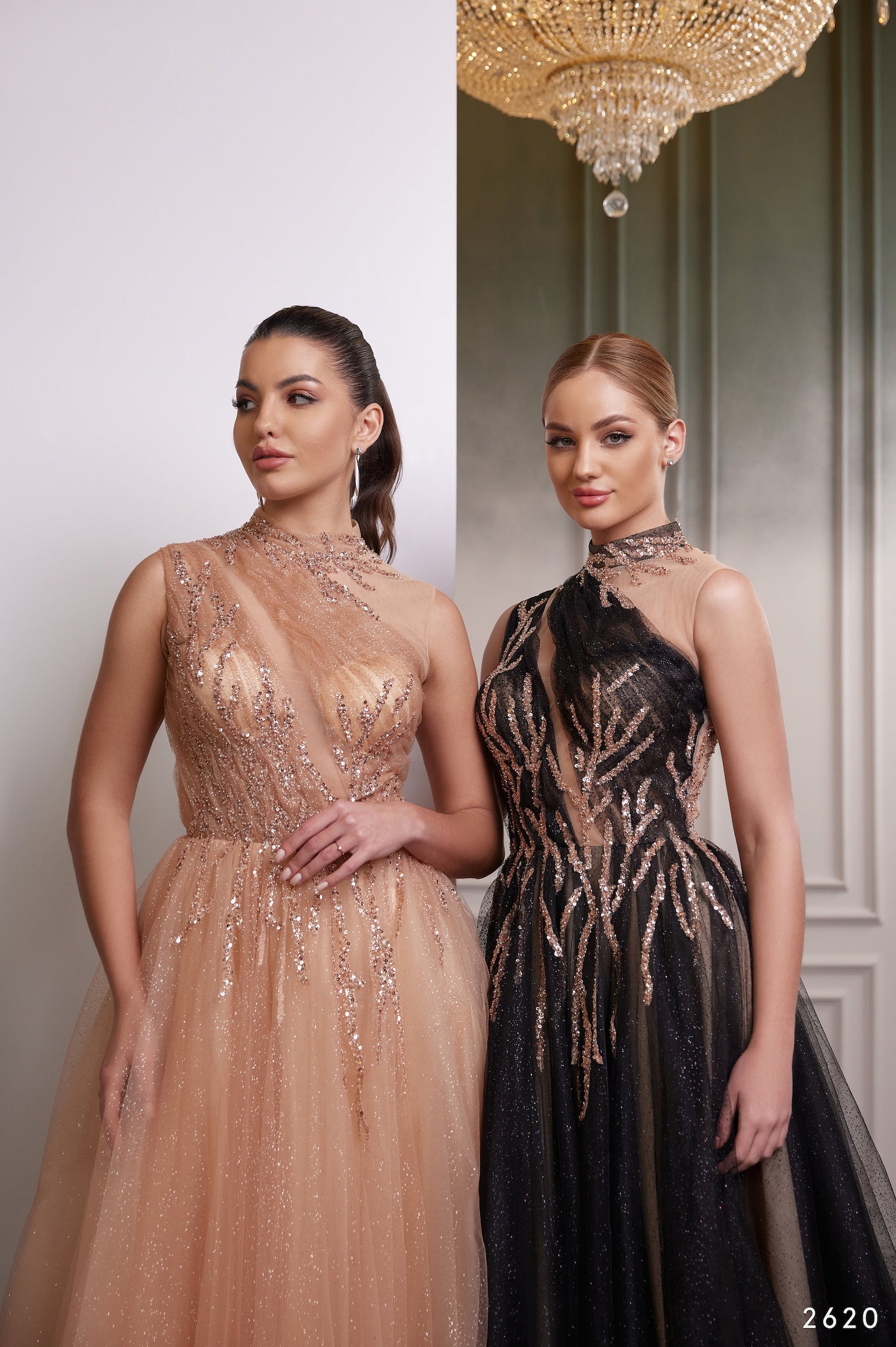 Black Embellished Tulle Gown with Golden Accents Rose Gold / 4 Black Embellished Tulle Gown with Golden Accents Rose Gold / 4