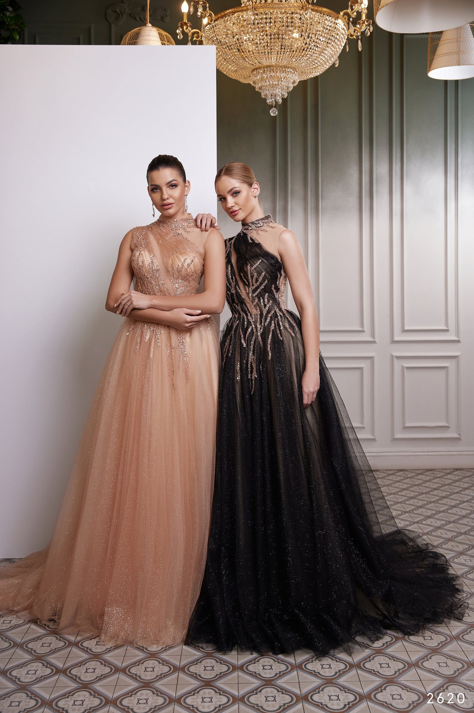 Black Embellished Tulle Gown with Golden Accents Rose Gold / 4 Black Embellished Tulle Gown with Golden Accents Rose Gold / 4
