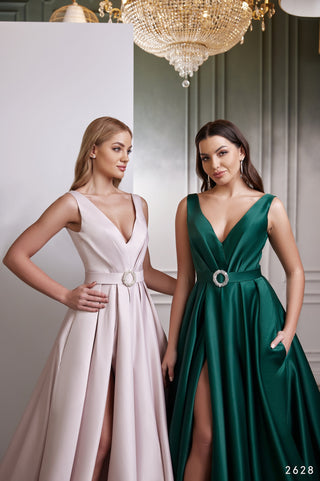 Satin Fit & Flare Gown - Miss Mirelle