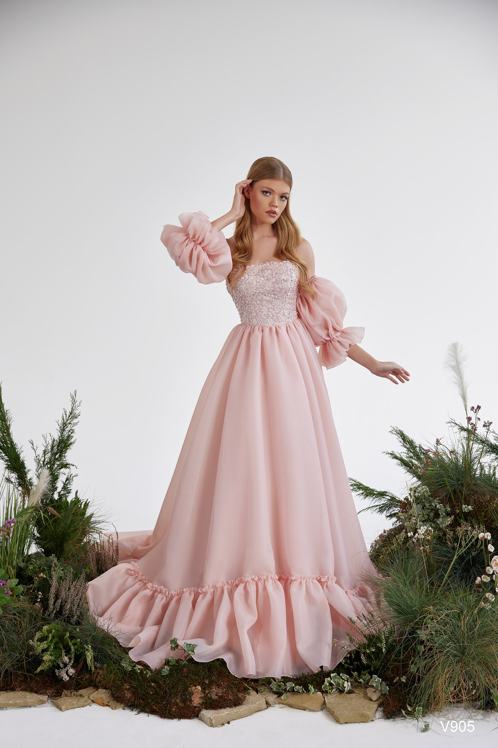 Pink Princess Ball Gown with Optional Sleeves at Miss Mirelle