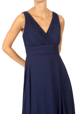 Midnight - Pleated Gown with Elasticized Back