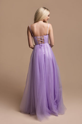 Melrose - Long Tulle Prom Dress with an Adjustable Lace-Up Back