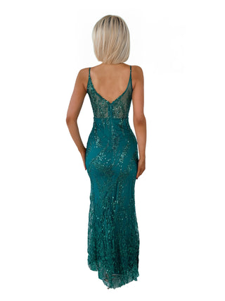 Collette - Long Sequin Prom Dress with Spaghetti Straps
