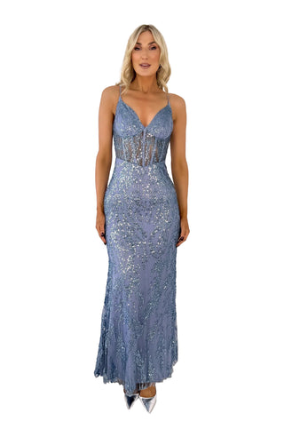 Collette - Long Sequin Prom Dress with Spaghetti Straps