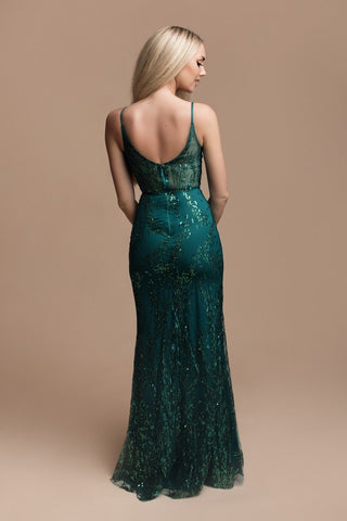 Collette - Long Sequin Prom Dress with Spaghetti Straps
