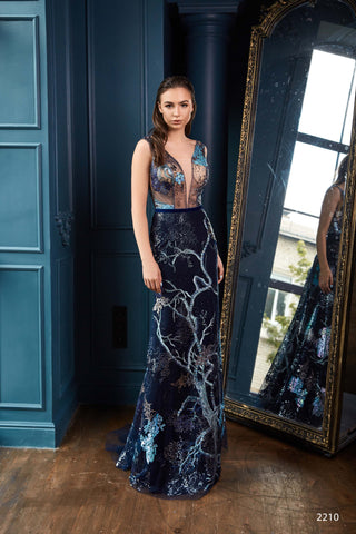 Blue Sequin Evening Dress - Miss Mirelle