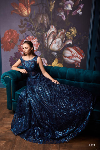 Blue Sequin Maxi Dress