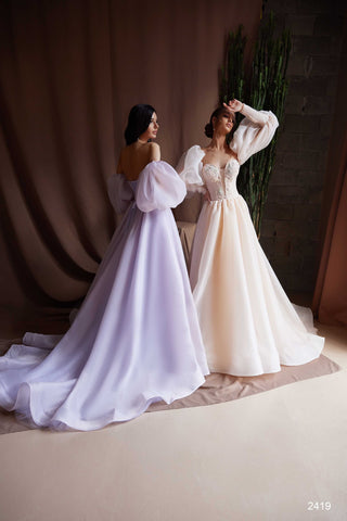 Lilac Ball Gown with Detachable Sleeves - Miss Mirelle