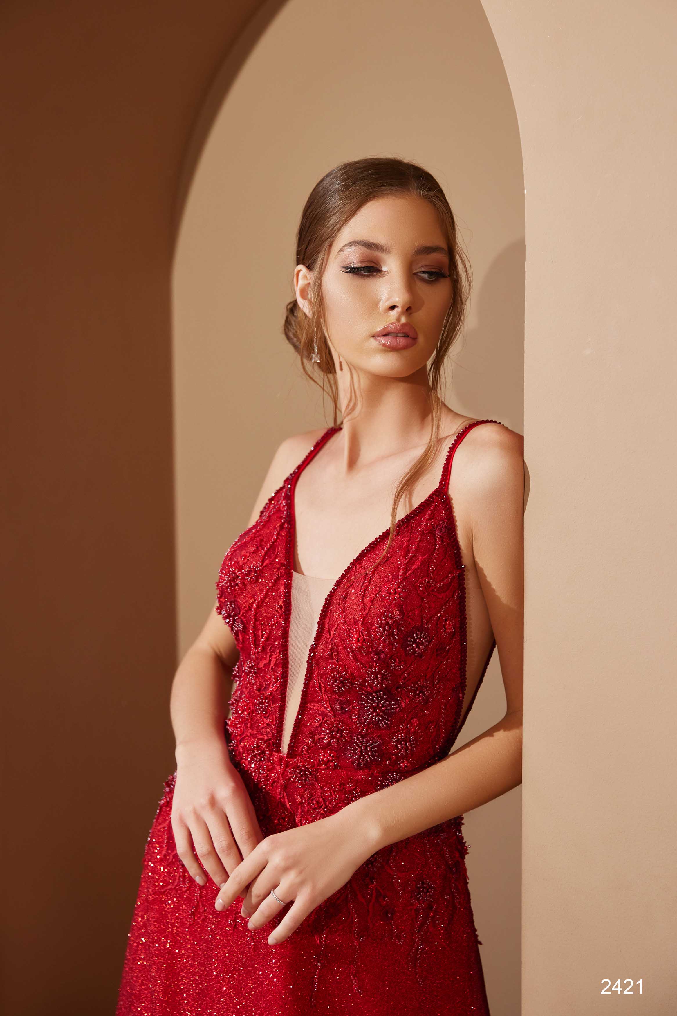 Beaded Red Evening Dress Red / 8 Beaded Red Evening Dress Red / 8