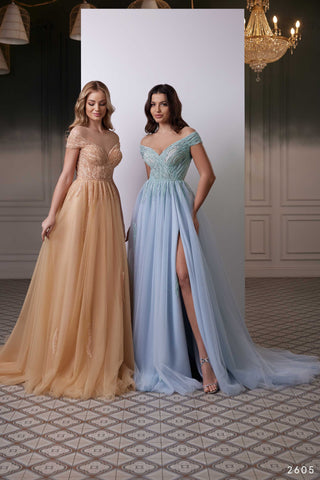 Classy Bridesmaid Dress in Beaded Tulle Ball Gown for Weddings - Miss Mirelle